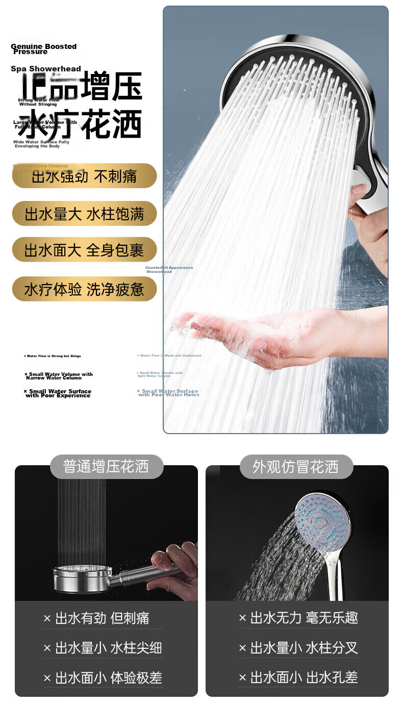 JROR [Seiko] High-Pressure Shower Head Large Panel Three-Mode Handheld Shower Bathroom Showerhead 3