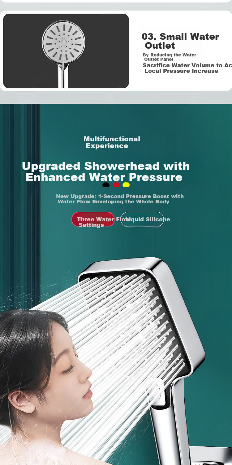 Del 28-Year Brand Shower Head High Pressure Home Bathroom Shower Set with Hose SL-002 2