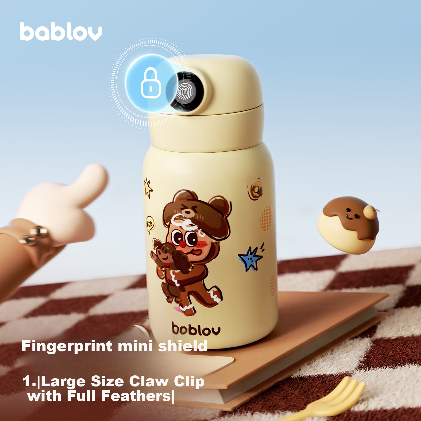 BABLOV Fingerprint Insulated Straw Water Bottle Smart Kids School Cup Boys Girls New Children's Day Edition