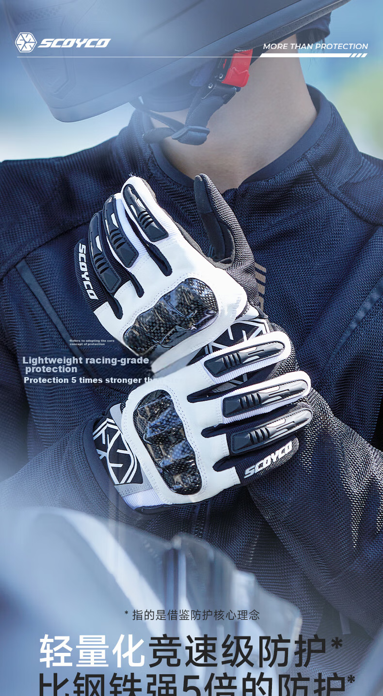 SCOYCO Cloud Bird MC122 Motorcycle Riding Gloves, Racing Bike Carbon Fiber Anti-CE Protective Touchscreen Gloves for All Seasons, Suitable for Men And Wome 1
