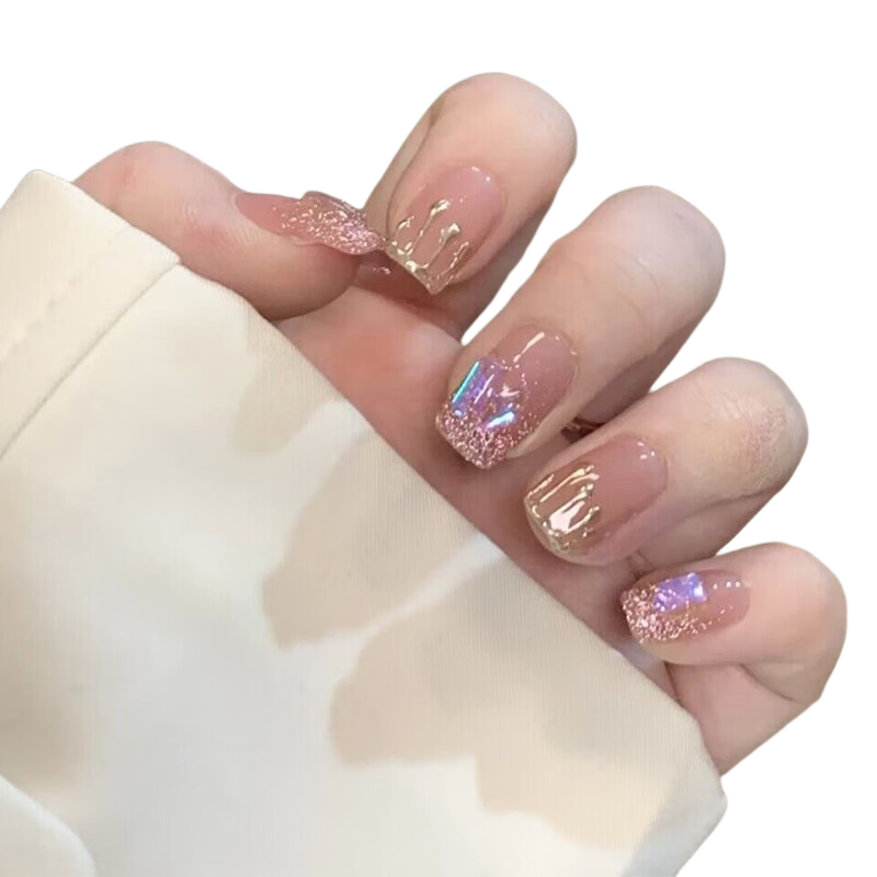 Yushangjiaren Handmade Wearable Armor [Zijin Shanzuan] 10 Pieces, Medium-Long Wearable Armor Nail Stickers Gel Nails