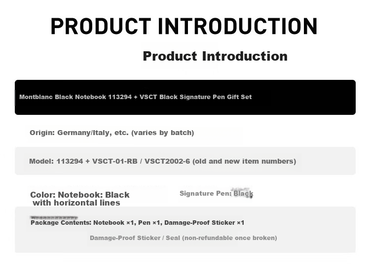 MONTBLANC Black Notebook + Italian Pinafore Signature Pen Set, Basic Version, Father's Day Gift 21