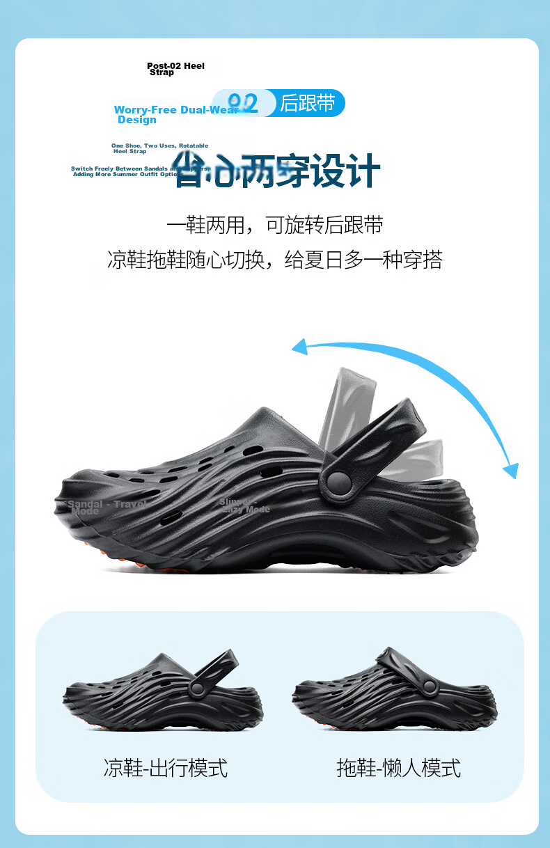 LAORENTOU Men's Summer Slip-Resistant Soft-Soled Clog Sandals LT352 Black Size 44-45 9