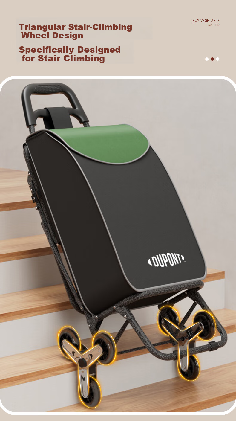 DU PONT Portable Foldable Grocery Shopping Cart Hand Trolley Household Flat Small Cart Stair Climbing Tool 6