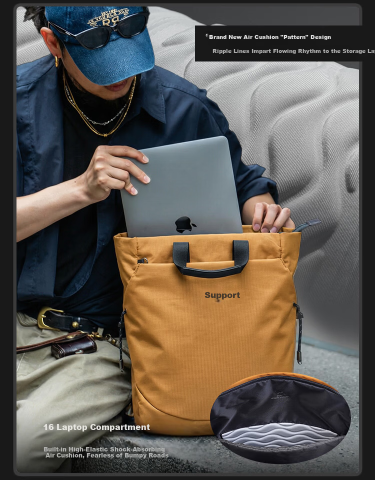 GYXX Polaris Dual-Shoulder Laptop Backpack 16-inch Business Commuter College Student Handheld Book Bag 8