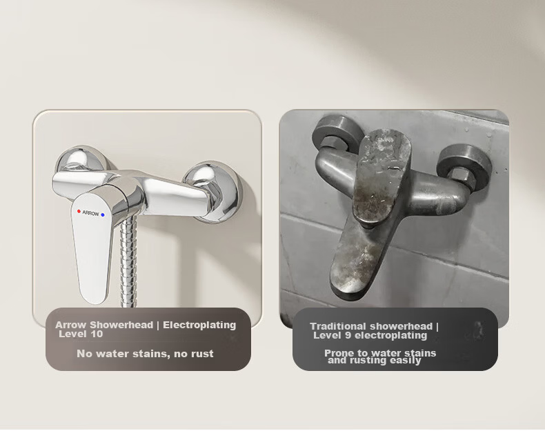 ARROW HT Simple Shower Faucet Hot and Cold Brass Mixer Valve Handheld Spray Pressurized Showerhead 9