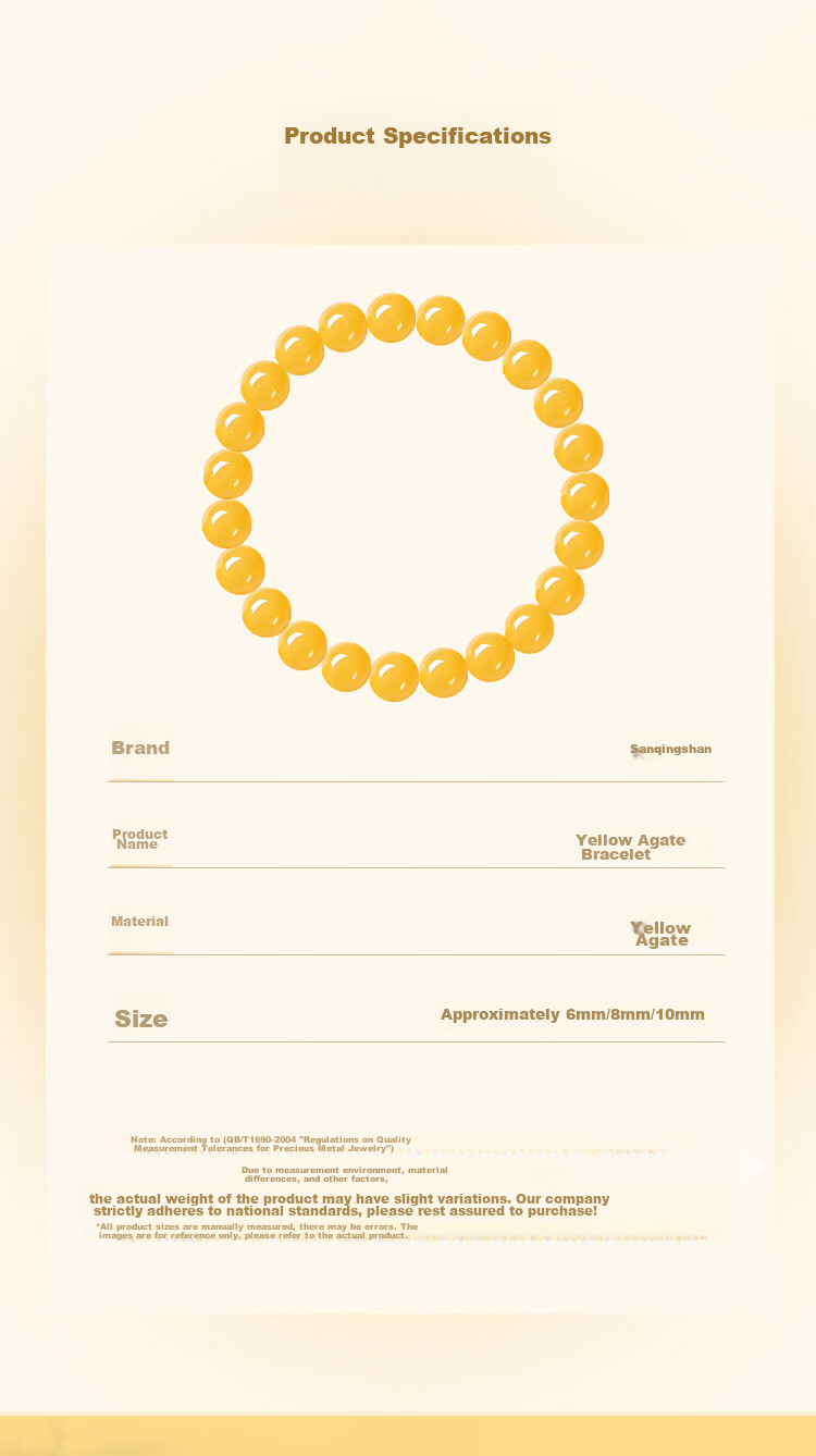 Sanqingshan Natural Yellow Agate Bracelet Unisex Five Elements Fortune Beads Jade Crystal Wristband Birthday Gift for Girlfriend Wife 9