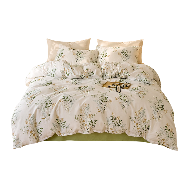 Grace 7A Antibacterial 100% Pure Cotton Bedding Set, Xinjiang Cotton Bedding, Bed Sheet And Duvet Cover, 200*230cm, for 1.5/1.8 Meter Bed