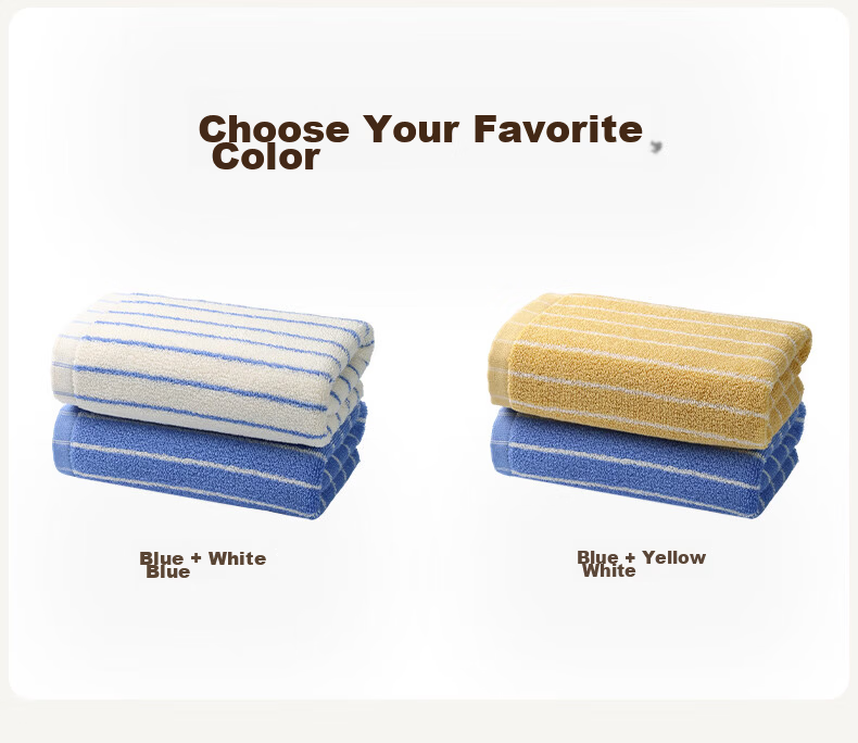MINISO Cotton Face Towel Soft Absorbent Antibacterial Home Use Adult Blue+White Blue 14