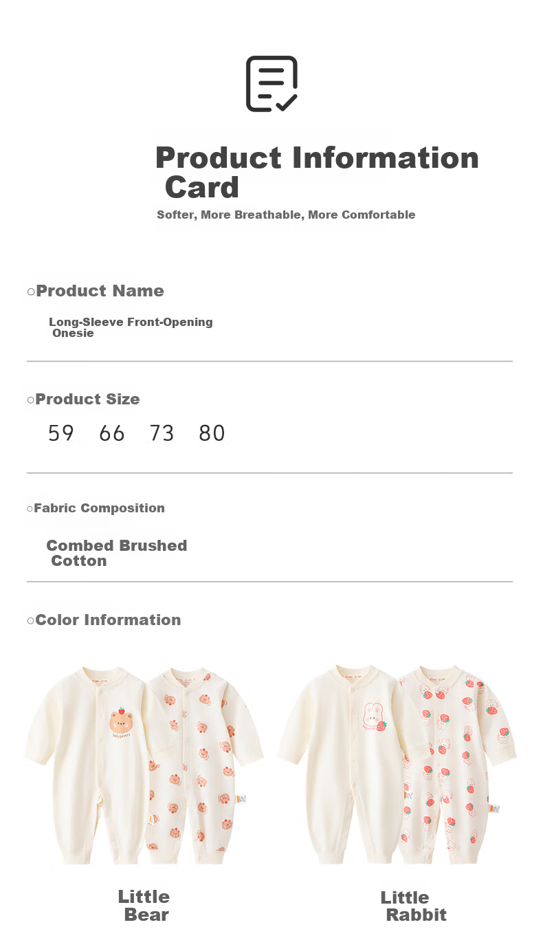 Babyprints Baby Rompers 2-Pack Unisex Cotton Long Sleeve Soft All-Season Bodysuits Rabbit 59 5