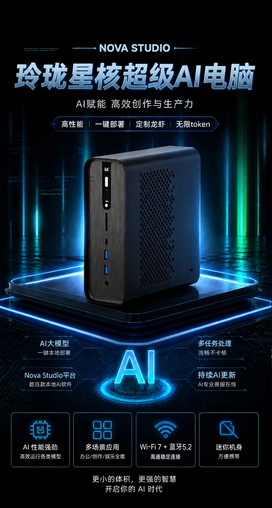 Pocket Linglong Xinghe High-Performance AI Supercomputing Center Desktop Mini PC (AMD AIMax+395 128GB 2TSSD) Gaming Design Workstation Deployment Inference 2