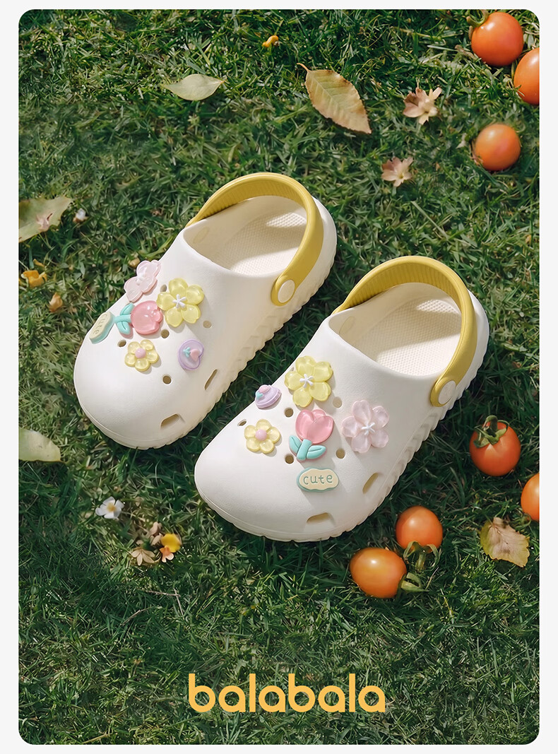 Balabala Kids Summer Flower Hole Sandals Breathable Outdoor Beach Girls Slippers for Toddlers and Older Children 20