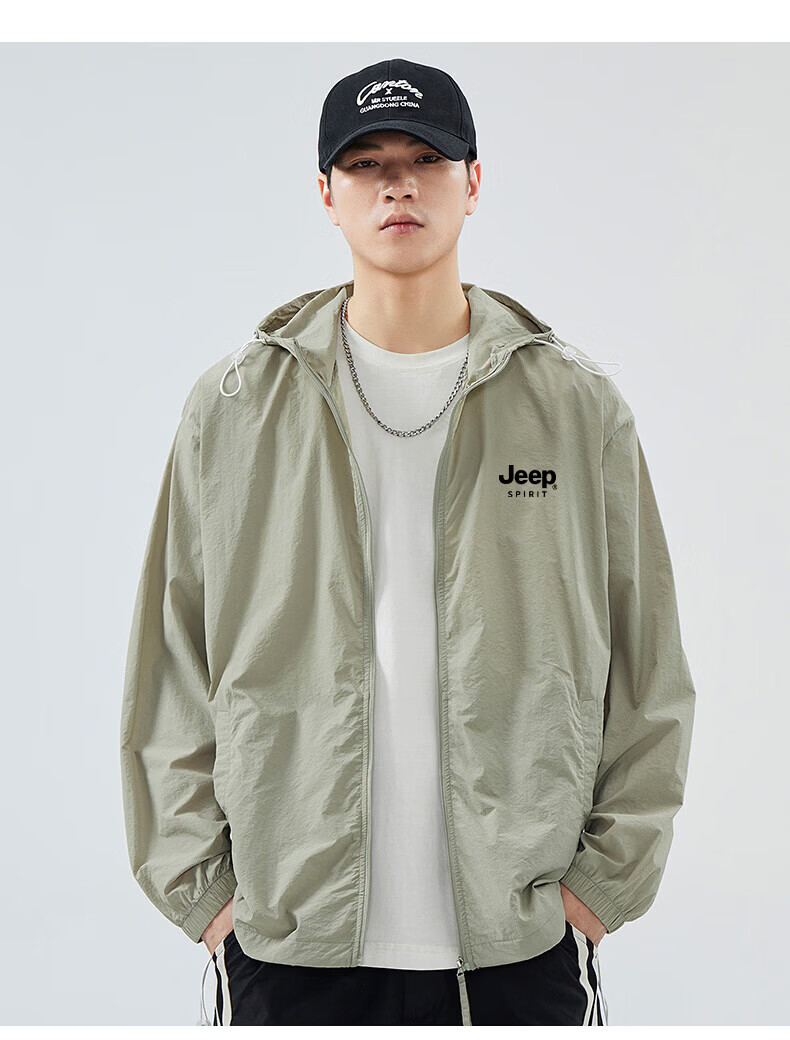 JEEP SPIRIT Men's Summer New Ice Silk Lightweight Sun Protection Jacket Large Size Men's Clothing Coat ZH7777 Cement Gray 3XL 37