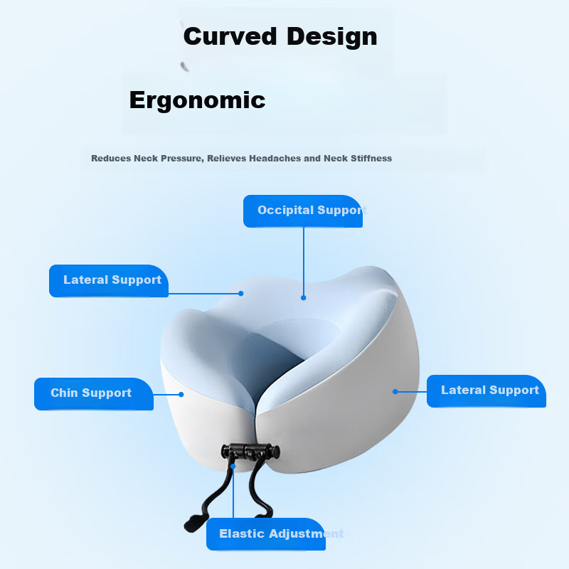 Zhunhang Neck Support U-Shaped Pillow Travel Neck Pillow for Airplane Train High-Speed Rail Office Nap Pillow Foldable U-Shaped Cushion