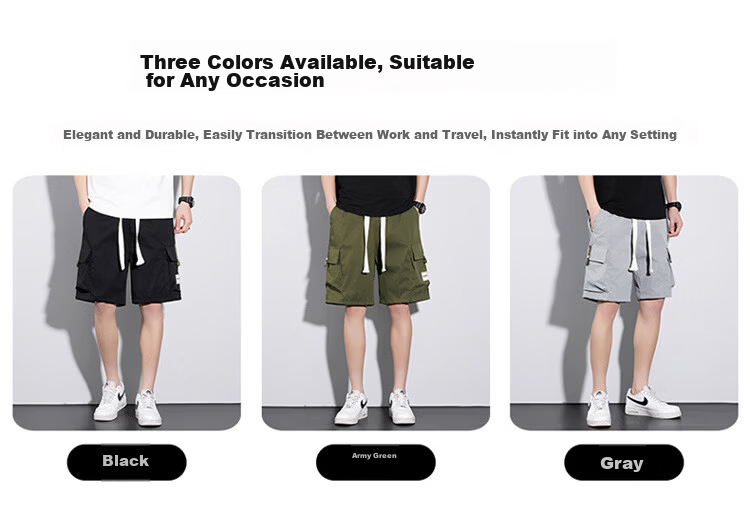 GLM Men's Summer Casual Cargo Shorts Loose Fit Trendy Five-Point Pants 8