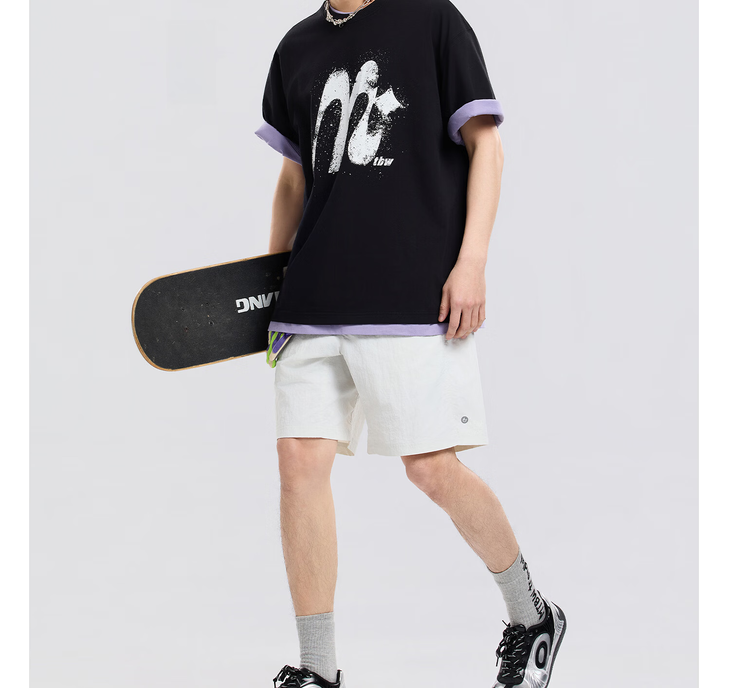 Metersbonwe Men's Short Sleeve T-Shirt 2026 Summer New Cool Color-Block Printed Casual Loose Fit Crew Neck Top 29