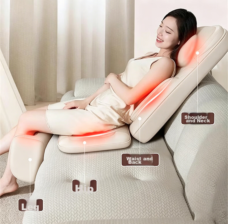 AUX Massage Cushion JX-003 Beige (Gift Box) Full-Body Massage Pad Neck Massager Integrated Massage Chair Pad 520 Gift for Mom 16
