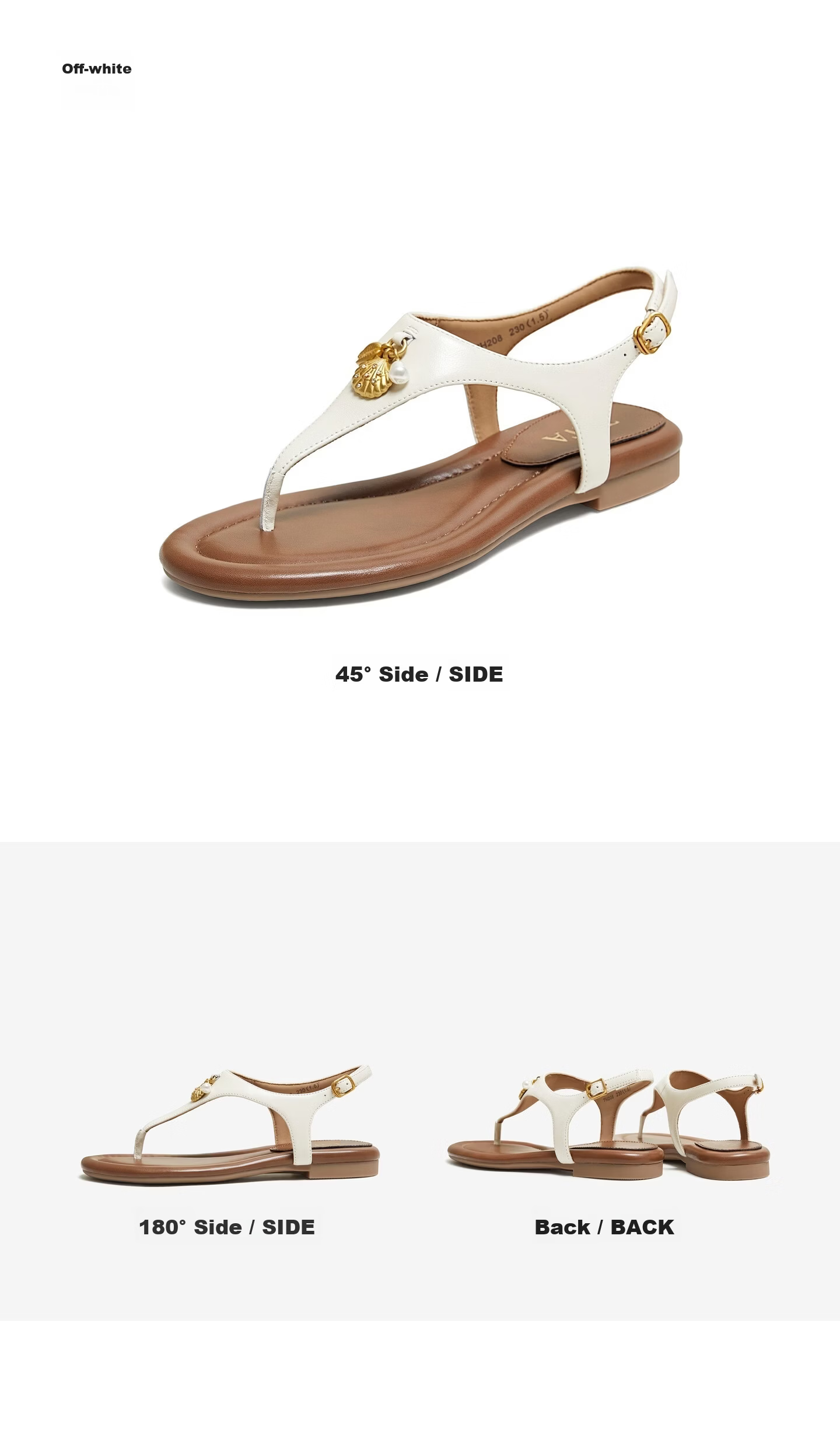 TATA Women's Summer New Vacation Flip-Flop Casual Sandals 7H208BL6 Off-White Size 36 10