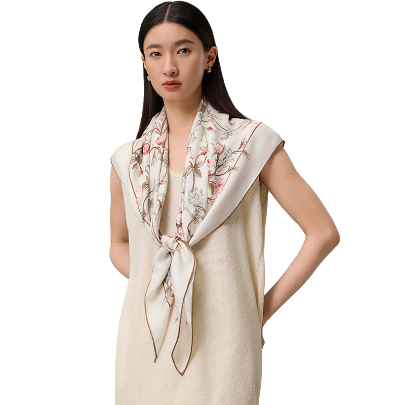 Shanghai Story [Counter Same Style] Heavyweight Silk Women's Scarf Heavyweight Shawl Birthday Gift for Mom Girlfriend Gift Box