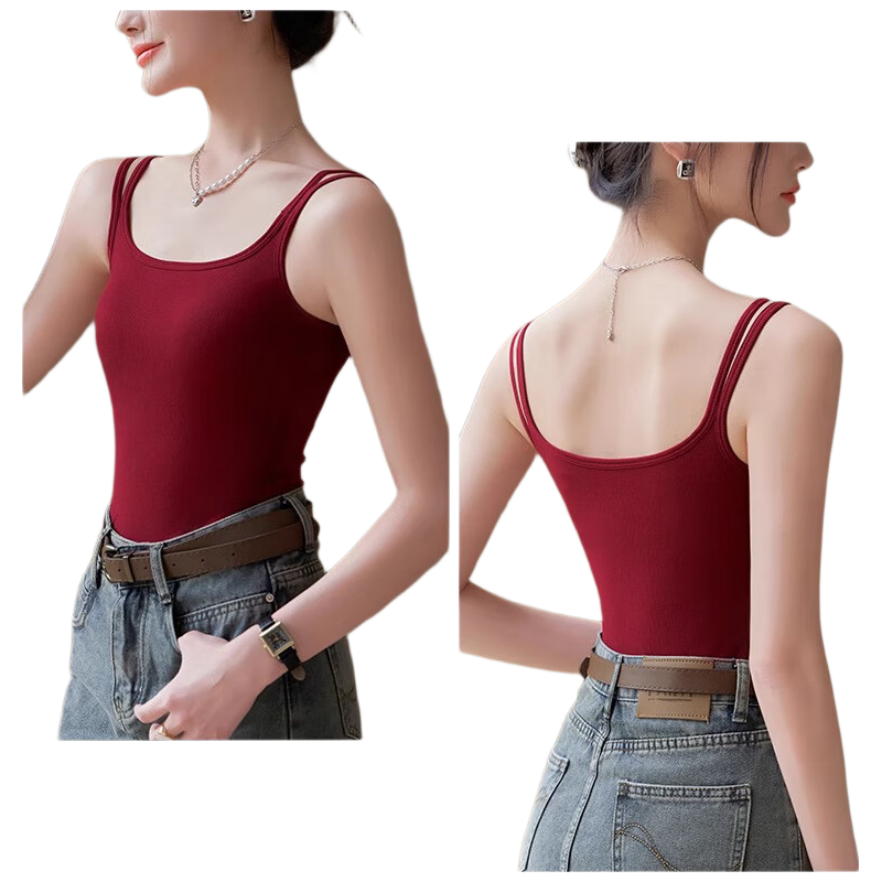 Langsha Women's Camisole Vest 2026 New Spring Summer Backless Ribbed Slim Strap Sleeveless Outerwear Top