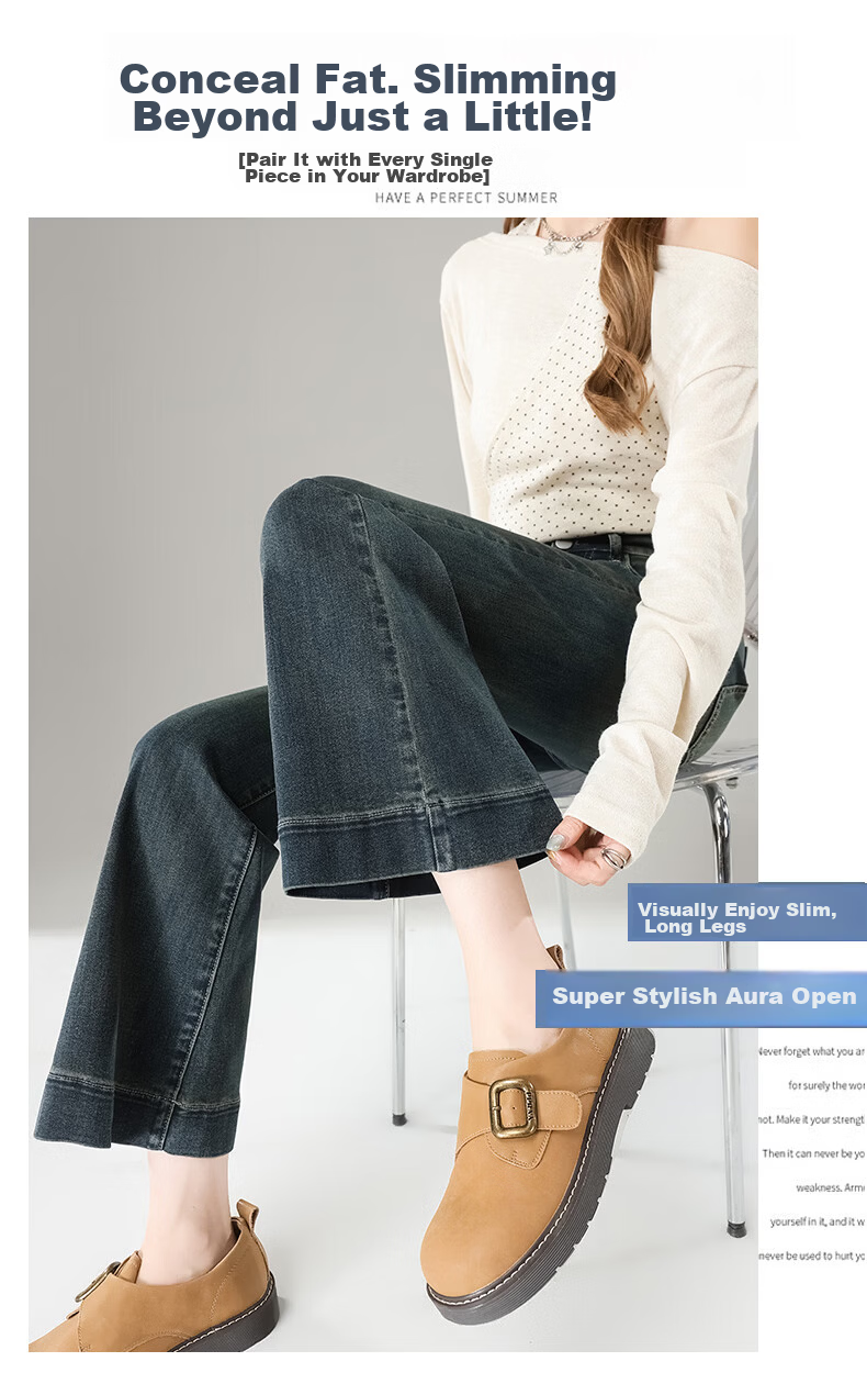 Jeanswest Women's Summer Vintage High-Waist Slim Fit Straight-Leg Slight Flare Black Jeans, Size M 6