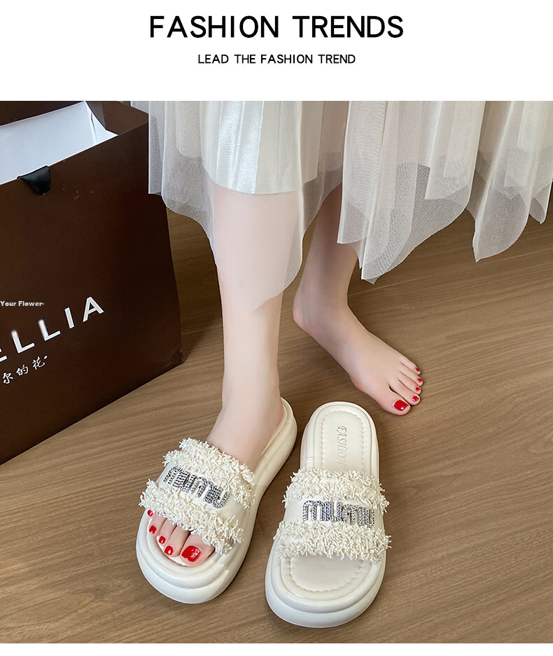 Cartelo Crocodile Women's Sandals Summer New Fashion Rhinestone Flat Casual Shoes Beige 36 10