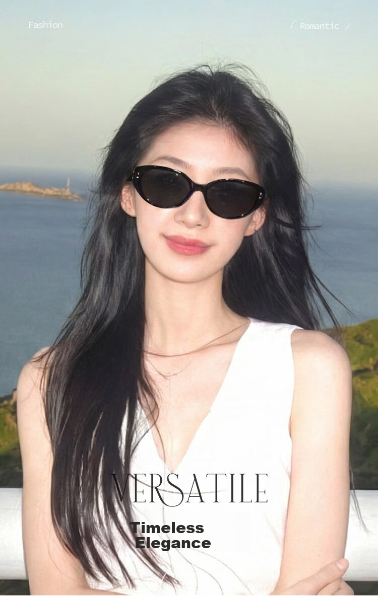 FONHCOO Cat Eye Sunglasses for Women 2026 New High-End Square-Round Face Slimming UV Protection Beach Sunglasses 9
