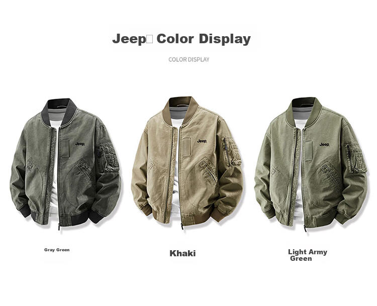 JEEP Men's Jacket Spring Autumn Trendy Workwear Cotton Short Casual Versatile Gray Green 2XL 8