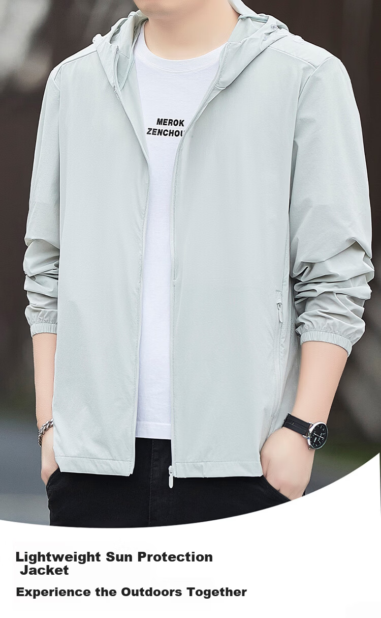 ROMON Men's Summer Ice Silk Quick-Dry Casual Business Breathable Outdoor UV Protection Jacket AG9 Dark Gray XL 3