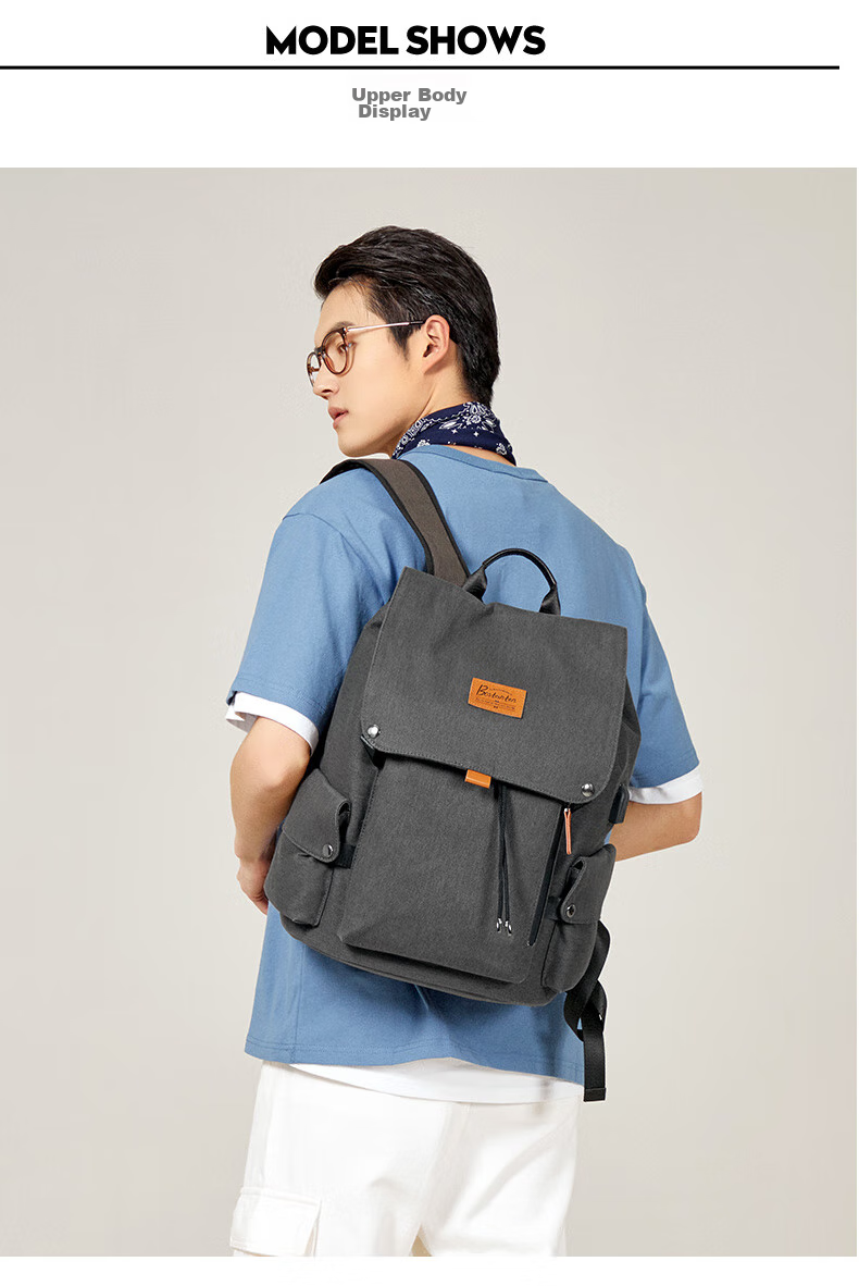 BOSTANTEN Men's Backpack, High School And College Student Bookbag, Trendy Backpack with Large Capacity for Laptops And Notebooks, Suitable for Both Men And Wome 3