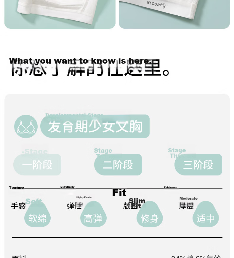 Meishianxuan Teen Girls Underwear Development Period 15-18 Years Old Pure Cotton Thin Strap Shockproof Fixed Cup Youth Bra for Middle and High School Students 21