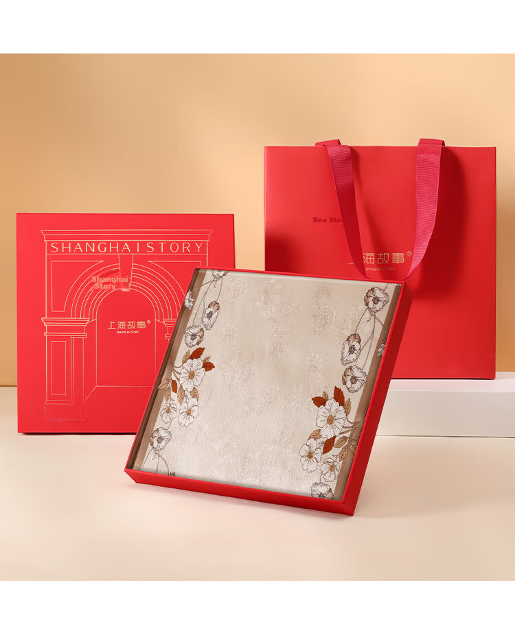 Shanghai Story Women's 100% Mulberry Silk Pearl Satin Long Scarf Shawl Gift Box for Girlfriend Valentine's Birthday Present 23