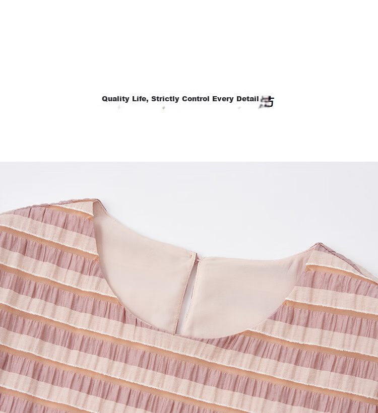 Demana [Lyocell] Summer Vintage Wrinkled Striped Ruffle Loose Slimming Concealing Dress for Women High-End Feel 15