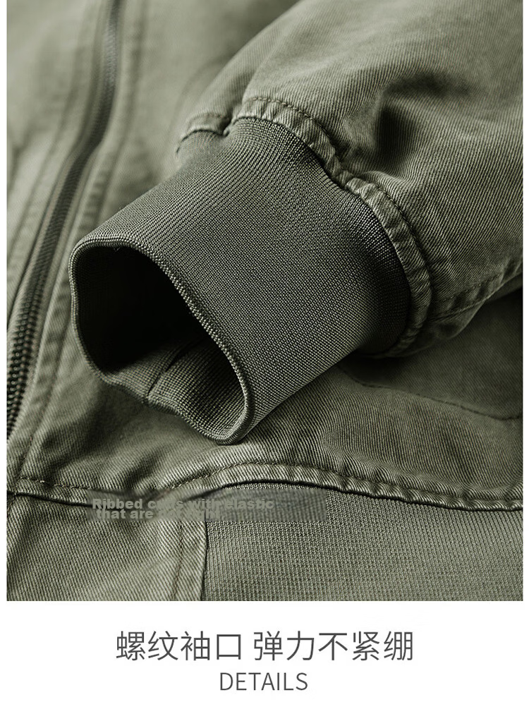 JEEP Men's Jacket Spring Autumn Trendy Workwear Cotton Short Casual Versatile Gray Green 2XL 19