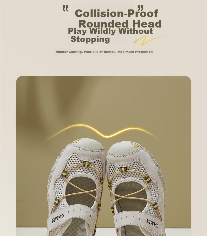 CAMEL Cute Outdoor Lightweight Breathable Mesh Magic Tape Casual Sandals L26M396025 Sand/Black 39 4