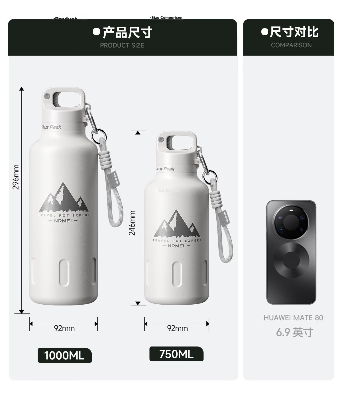 NRMEi Insulated Large Capacity Thermos Cup for Men High-Value 2026 Edition Student Portable Outdoor Sports Straw Bottle 34
