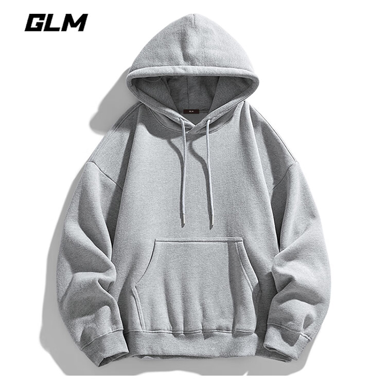 GLM Men's Heavyweight Loose Fit Hoodie Autumn Winter Casual Fleece Lined Youth Trendy Jacket Heather Gray Fleece Lined 3XL 6