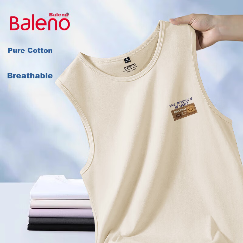 Baleno Men's Cotton Vest Summer Breathable Basic Sports Fitness Sweat-Absorbing Basketball Loose Casual Tank Top