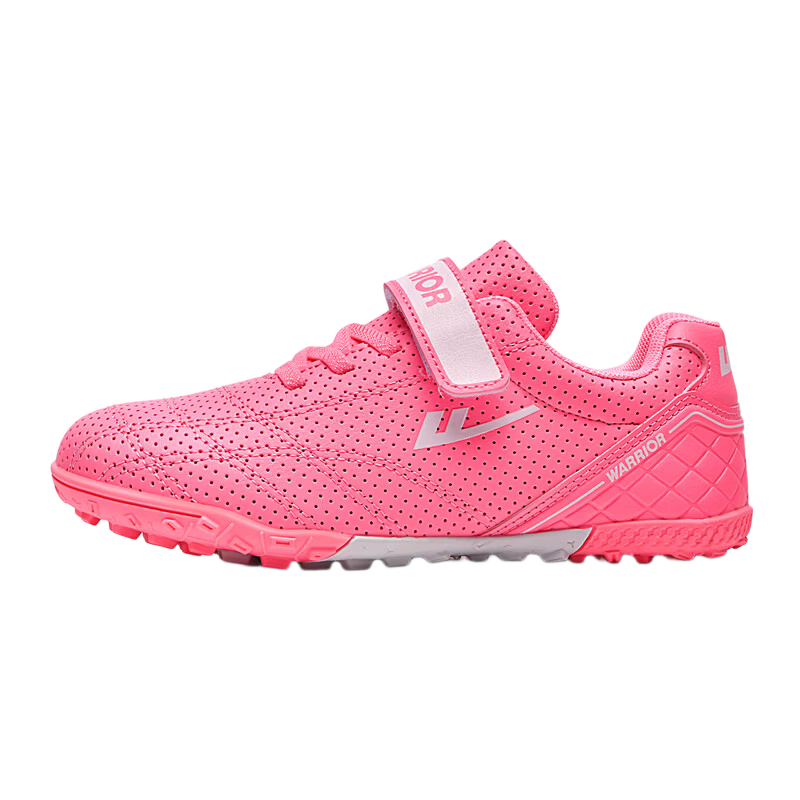 Warrior Girls' Soccer Shoes Studded TF Velcro Children's Youth Primary and Secondary School Sneakers 685 Pink Studs Size 34