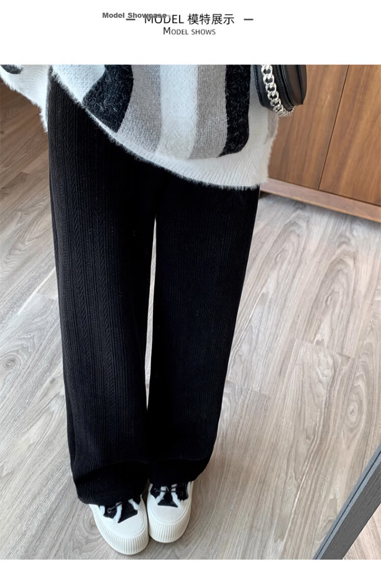 Langsha Wheat Ear Pattern Wide-Leg Pants for Women Spring Autumn Chenille Loose Casual High-Waist Draped Straight-Leg Pants 11