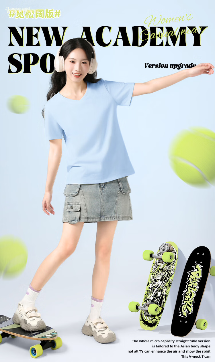 Warrior 100% Cotton V-Neck Short Sleeve T-Shirt Women 2026 Summer New Loose Slim Fit Casual Versatile Top 2