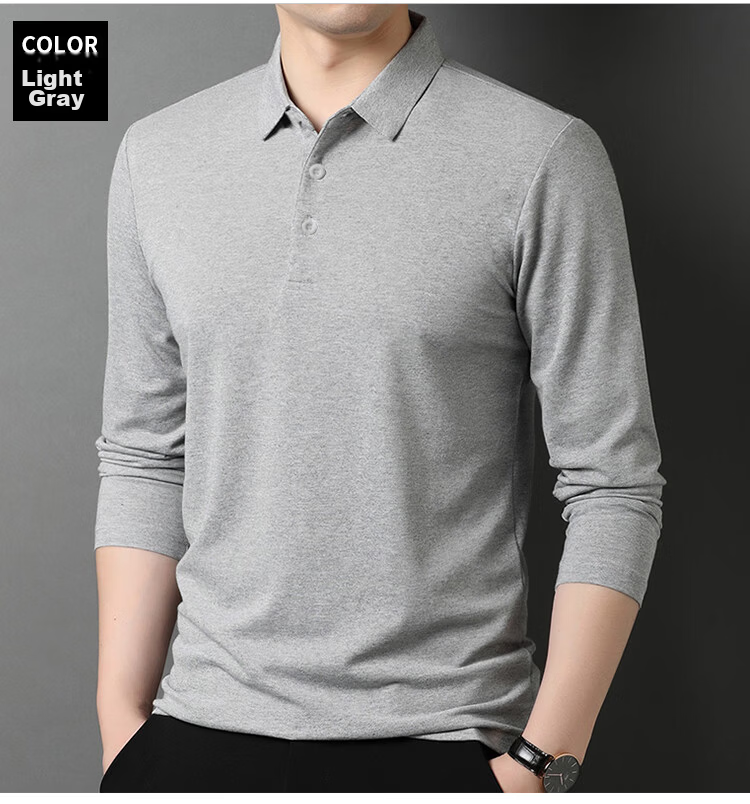 ROMON Ice Silk Short Sleeve Men's Polo Shirt Solid Color Business Seamless Casual Summer Black L 9