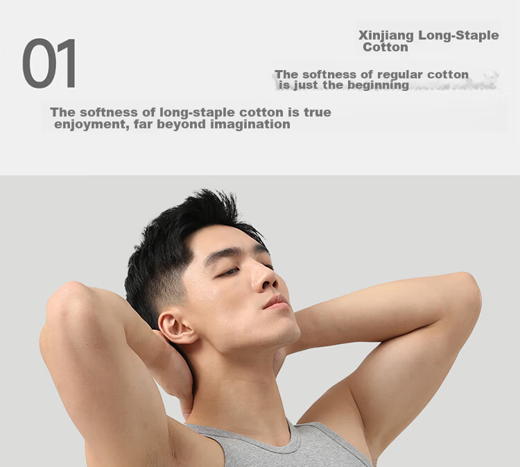 Langsha Men's Pure Cotton Vest High Elasticity Sports Sweat-Absorbing Breathable 2-Pack 12