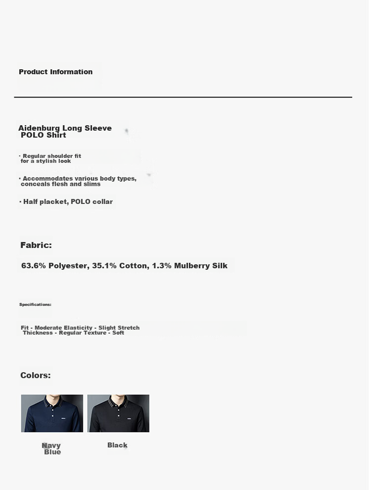 Edenbo Men's Long Sleeve Polo Shirt Cotton Mulberry Silk Black 185/100A (3XL) 7