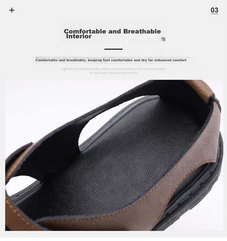 Jingzhenlianggong Men's Summer Sandals Dual-Use Slippers Non-Slip Soft Sole Beach Shoes Dark Brown [Lace-Up] Size 41 13