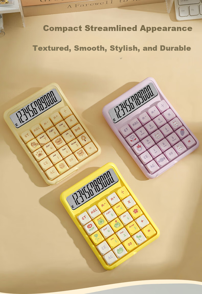 Youth Companion Calculator Blue Switch Mechanical Keyboard High-Value 12-Digit Display Multifunction Handheld Stylish Desktop Financial Office School Learning Supplies Fortune Flow 7528X 6
