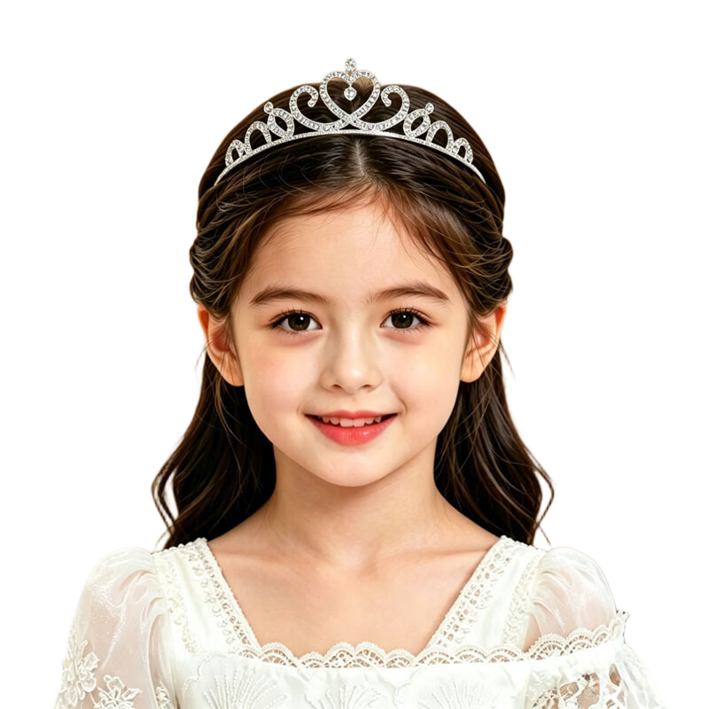 LiQing Children's Crown Headband [Heart Style] Princess Tiara Hairband Girls Hair Clip Hair Accessory Birthday Decoration
