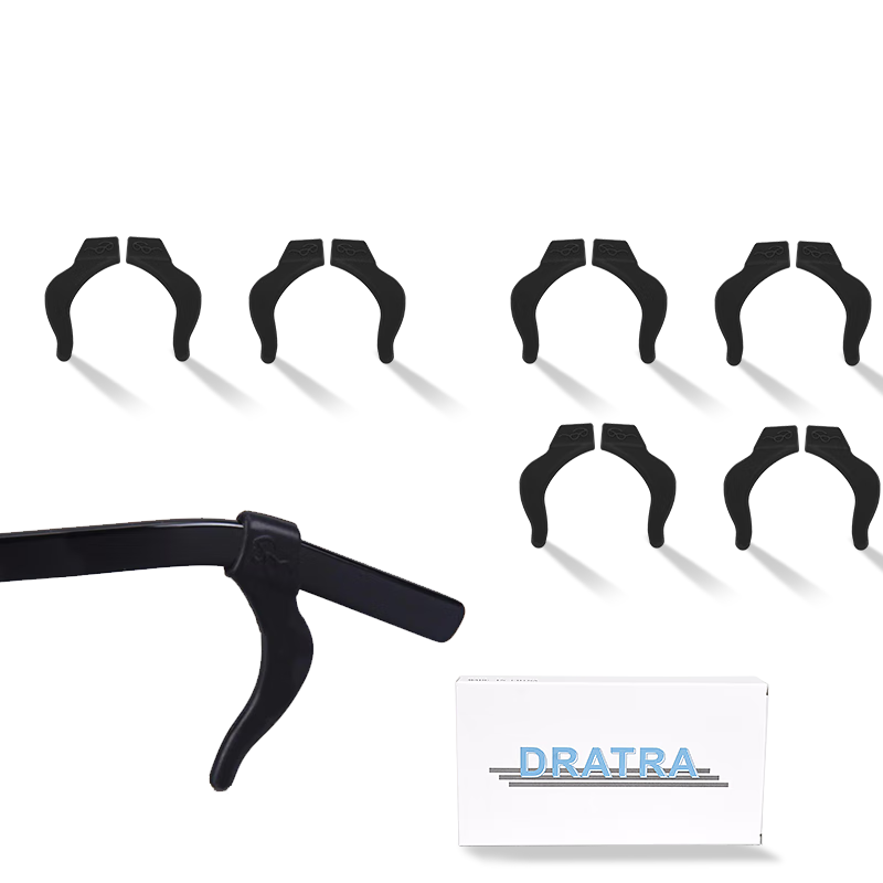 DRATRA Glasses Anti-Slip Ear Hooks, Silicone Anti-Slip Cord, Fixed Temple Arms, Anti-Fall Prevention for Running, Sports, And Games