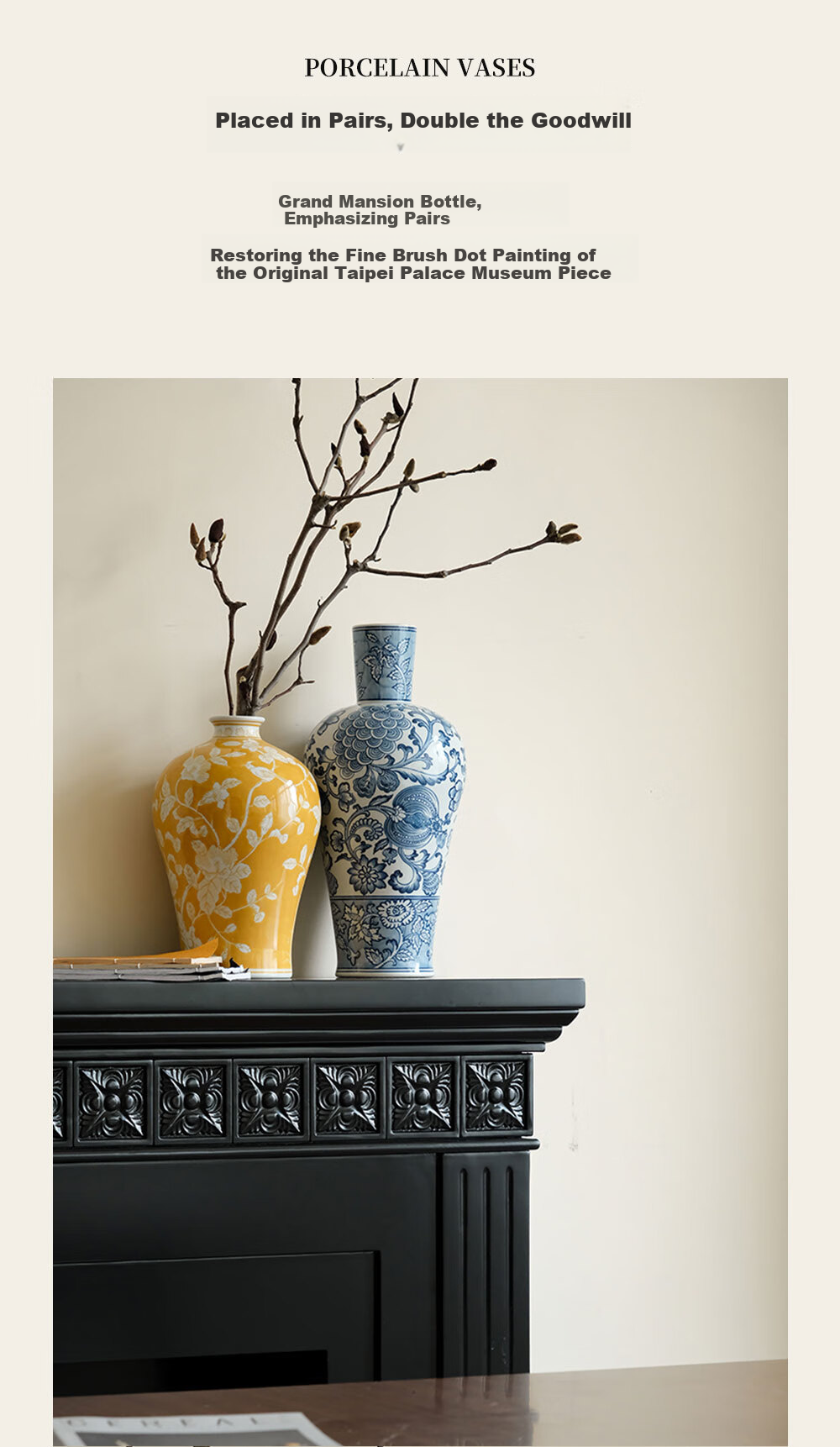 Rinoart Prosperous Yellow Orchid Fortune Ornament Entrance Living Room Flower Vase High-End Wealth Yellow 7