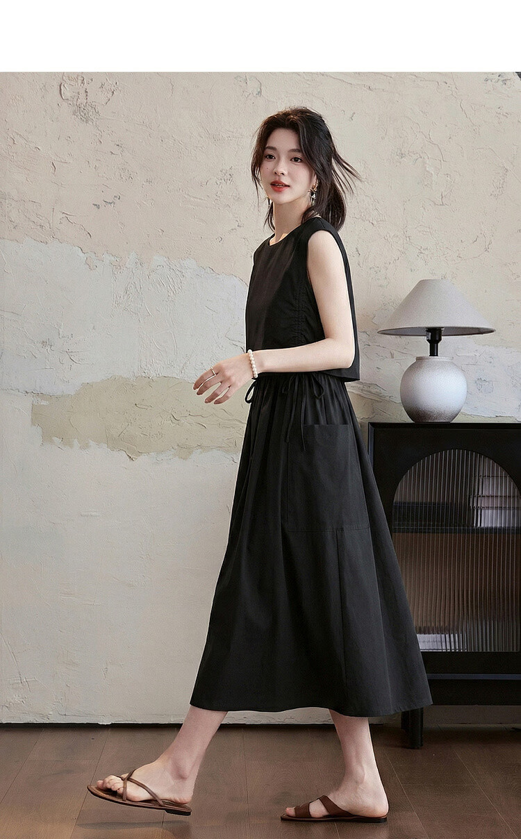 Demana Quick-Dry Sun Protection Series Summer Lightweight Outdoor Two-Piece Style Drawstring Sleeveless Loose Slim Casual Women's Dress 5